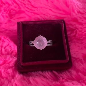 Stunning Genuine Natural Rose Quartz .925 SS Ring